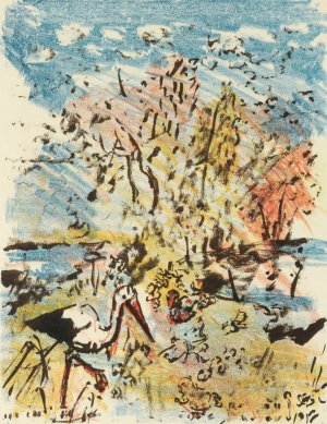 Wiese mit Storch und Frosch by Lovis Corinth Oil Painting