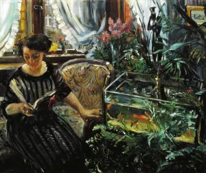Woman by a Goldfish Tank by Lovis Corinth Oil Painting