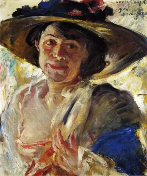 Woman in a Hat with Roses painting by Lovis Corinth