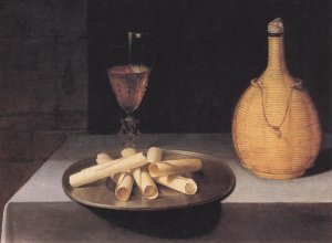 Le Dessert de Gaufrettes Oil painting by Lubin Baugin