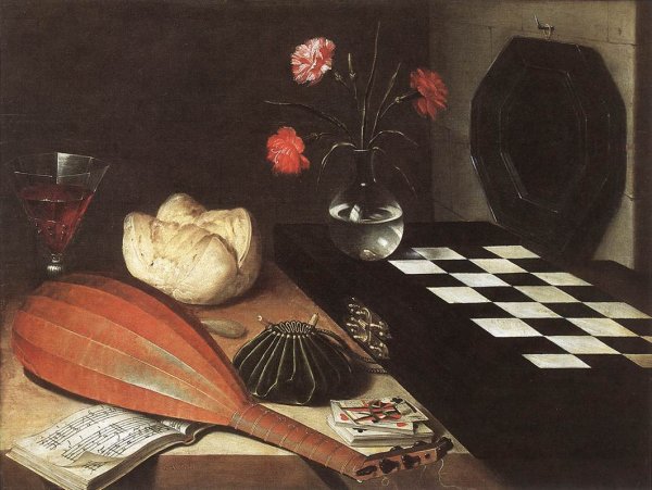 Still-life with Chessboard The Five Senses by Lubin Baugin - Hand-Painted Oil Painting Reproduction