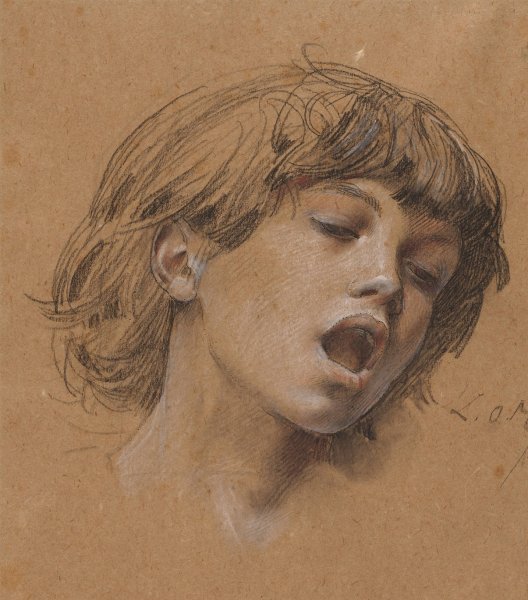 Main Product Photo of Head of a Boy Singing  Painting by Luc-Olivier Merson