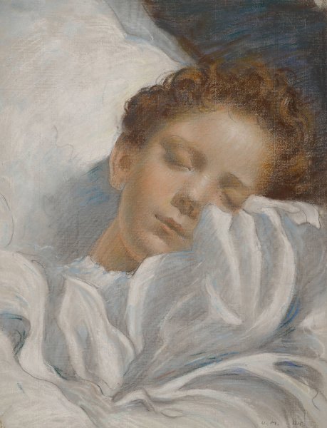 Main Product Photo of Study Of A Sleeping Child  Painting by Luc-Olivier Merson