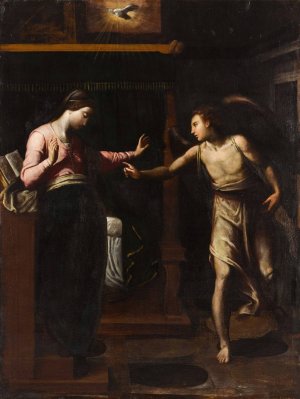 The Annunciation by Luca Cambiaso (Follower) Oil Painting