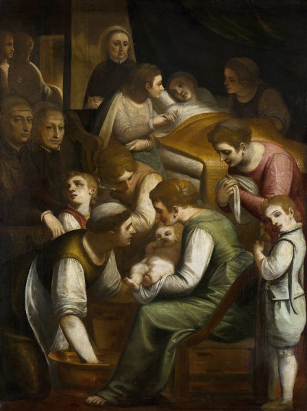 Main Product Photo of The Birth of Mary  Painting by Luca Cambiaso