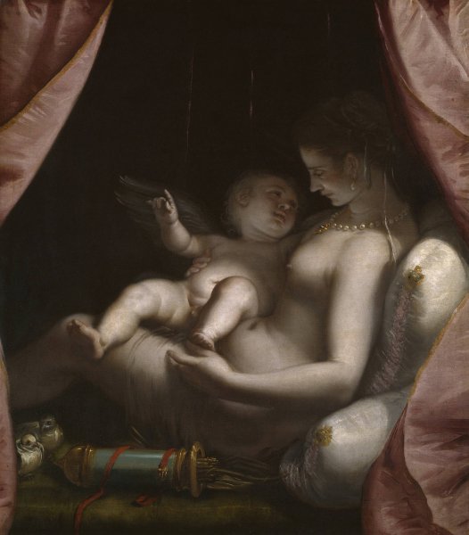 Main Product Photo of Venus and Cupid  Painting by Luca Cambiaso