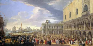 The Arrival Of The Earl Of Manchester In Venice by Luca Carlevarijs Oil Painting