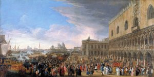 The Entry of the French Ambassador into Venice in 1706 Oil painting by Luca Carlevarijs