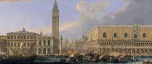 The Molo, Venice, from the Bacino di San Marco by Luca Carlevarijs Oil Painting