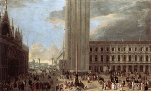 Piazza San Marco with Jugglers by Luca Carlevaris Oil Painting