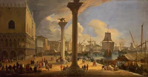 The Molo, Looking toward the Doge's Palace Oil painting by Luca Carlevaris