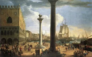 The Molo with the Ducal Palace by Luca Carlevaris - Oil Painting Reproduction