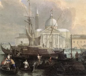 The Sea Custom House with San Giorgio Maggiore Detail by Luca Carlevaris - Oil Painting Reproduction