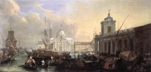 The Sea Custom House with San Giorgio Maggiore by Luca Carlevaris - Oil Painting Reproduction
