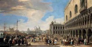 Venice: A View of the Molo by Luca Carlevaris Oil Painting