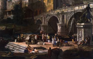 View of a River Port Oil painting by Luca Carlevaris