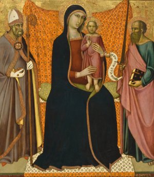 Madonna and Child with Sts. Nicholas and Paul Oil painting by Luca Di Tomme