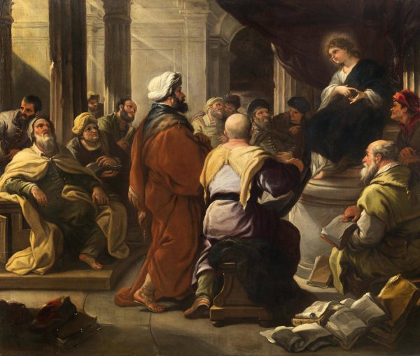 Christ Among the Doctors by Luca Giordano - Hand-Painted Oil Painting Reproduction