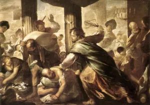 Christ Cleansing the Temple by Luca Giordano - Oil Painting Reproduction