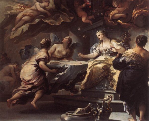 Psyche Served by Invisible Spirits by Luca Giordano - Hand-Painted Oil Painting Reproduction