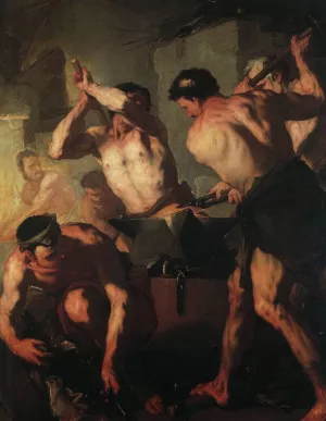 The Forge of Vulcan by Luca Giordano - Oil Painting Reproduction