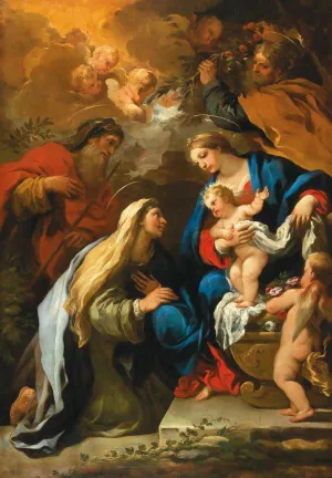 The Holy Family With Saints Anne And Joachim by Luca Giordano Oil Painting