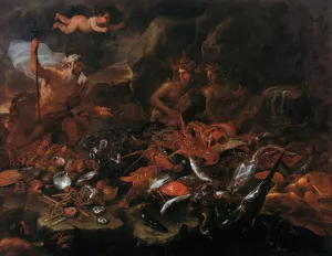 The riches of the sea with Neptune, tritons and two nereids by Luca Giordano Oil Painting