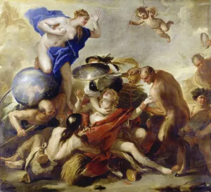 Youth Tempted by the Vices by Luca Giordano Oil Painting