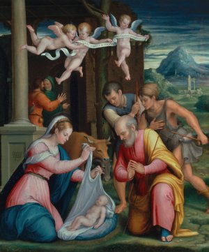 The Adoration Of The Shepherds by Luca Longhi Oil Painting