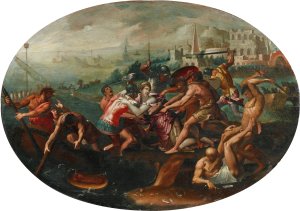 The abduction of Helen of Troy by Luca Penni Oil Painting