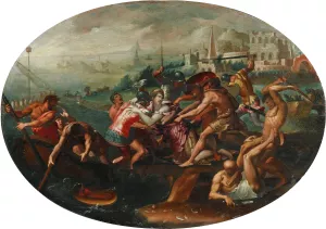 The abduction of Helen of Troy by Luca Penni Oil Painting