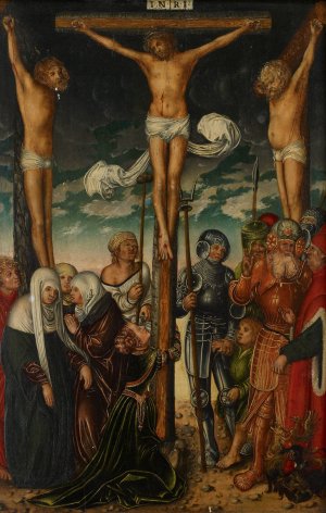 The Crucifixion by Lucas Cranach The Elder (Follower) Oil Painting