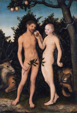 Adam and Eve in Paradise by Lucas Cranach The Elder Oil Painting