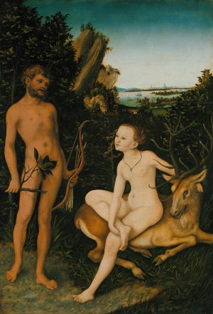 Apollo and Diana by Lucas Cranach The Elder Oil Painting