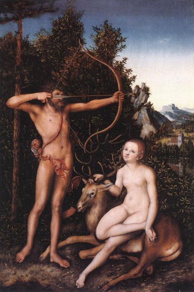 Main Product Photo of Apollo and Diana Painting by Lucas Cranach The Elder
