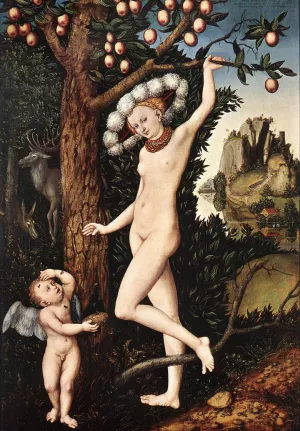 Cupid Complaining to Venus by Lucas Cranach The Elder Oil Painting