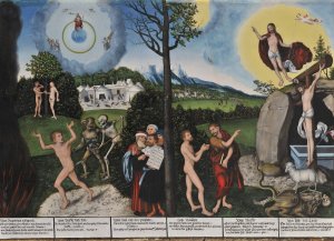 Damnation and Redemption Oil painting by Lucas Cranach The Elder