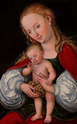 Madonna and Child with Grapes by Lucas Cranach The Elder Oil Painting