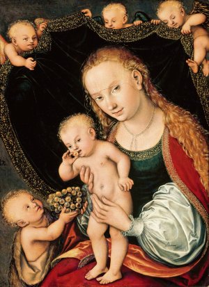 Madonna and Child with the Young St John the Baptist by Lucas Cranach The Elder Oil Painting