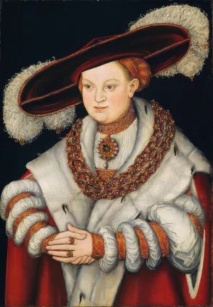 Portrait of Magdalena of Saxony, Wife of Elector Joachim II of Brandenburg by Lucas Cranach The Elder Oil Painting