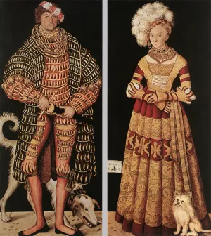 Portraits of Henry the Pious, Duke of Saxony and His Wife Katharina by Lucas Cranach The Elder - Oil Painting Reproduction