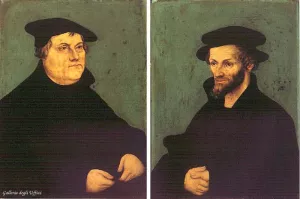 Portraits of Martin Luther and Philipp Melanchthon by Lucas Cranach The Elder - Oil Painting Reproduction