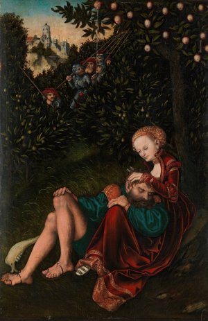 Samson and Delilah by Lucas Cranach The Elder Oil Painting