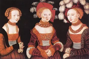Saxon Princesses Sibylla, Emilia and Sidonia by Lucas Cranach The Elder Oil Painting