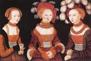 Saxon Princesses Sibylla, Emilia and Sidonia painting by Lucas Cranach The Elder