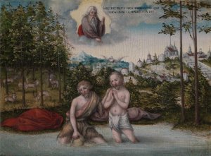The Baptism of Christ by Lucas Cranach The Elder Oil Painting