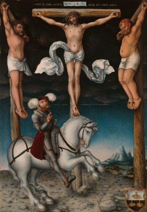 The Crucifixion with the Converted Centurion Oil painting by Lucas Cranach The Elder