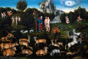 The Garden of Eden by Lucas Cranach The Elder Oil Painting