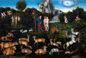 The Garden of Eden by Lucas Cranach The Elder Oil Painting