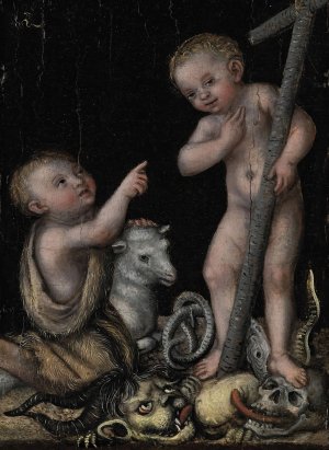 The Infant Christ and Saint John the Baptist by Lucas Cranach The Elder Oil Painting